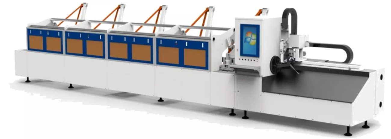 Senfeng SF6008T – станок для лазерной резки труб и профилей с одним зажимным патроном и приемным столом. Длина заготовок до 6 метров с диаметром до 80 мм. Мощность от 1,5 до 3 кВт.