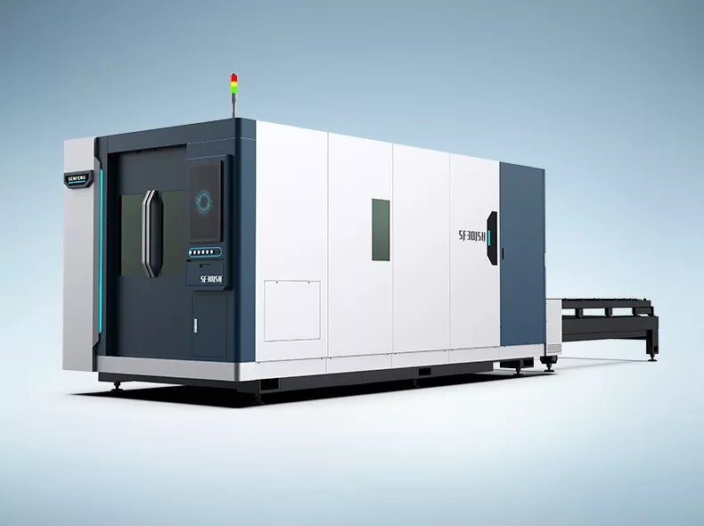 Senfeng SF3015H4 - высокомощный станок лазерной резки металла с защитой кабинетного типа и системой сменных столов. Рабочее поле 3000х1500 мм. Мощность от 6 до 60 кВт.