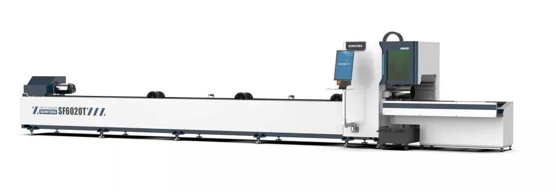 Senfeng SF6020T – станок для лазерной резки труб и профилей с защитной кабиной. Длина заготовок до 6 метров с диаметром до 220 мм. Мощность от 1,5 до 6 кВт.