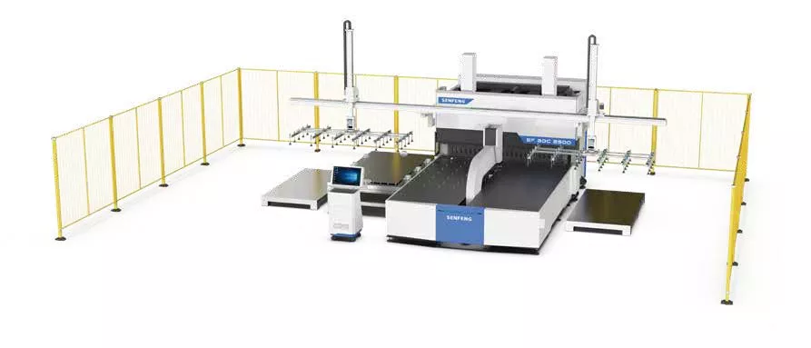 Автоматизированная панелегибочная установка Senfeng BDC3200 с устройством подачи и выгрузки . Максимальный размер заготовки 3200 х 1250 мм