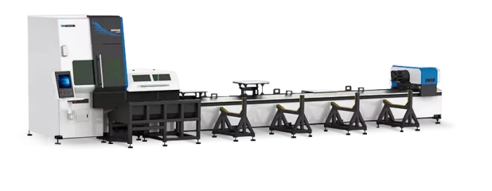 Senfeng SF12035NT - станок для лазерной резки трубы c тремя патронами и высокой производительностью. Длина трубы до 12 метров с диаметром до 350 мм. Мощность от 3 до 12 кВт/