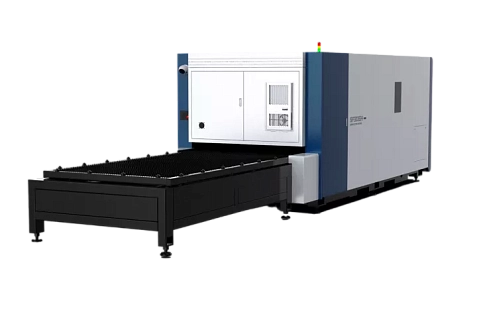 Лазерный комплекс для резки листового металла с кабинетной защитой и системой сменных столов