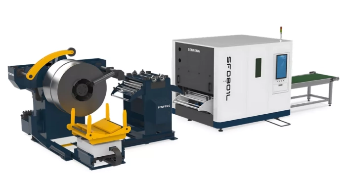 Senfeng SF0801LS - компактный автоматизированный комплекс лазерной резки с рулонной подачей и кабинетной защитой. Толщина рулонного материала до 1,2 мм, ширина до 800 мм. Мощность от 1,5 до 3 кВт.