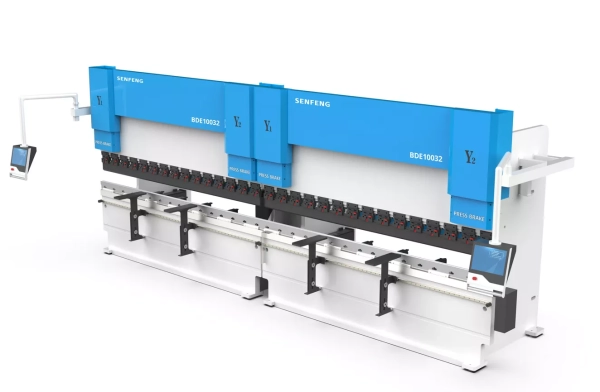 Senfeng BDE10032 + BDE10032 - тандемный листогибочный пресс с электрогидравлической синхронизацией, усилие гиба 200 тонн, длина заготовки до 6400 мм