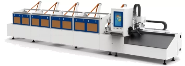 Senfeng SF6008T – станок для лазерной резки труб и профилей с одним зажимным патроном и приемным столом. Длина заготовок до 6 метров с диаметром до 80 мм. Мощность от 1,5 до 3 кВт.