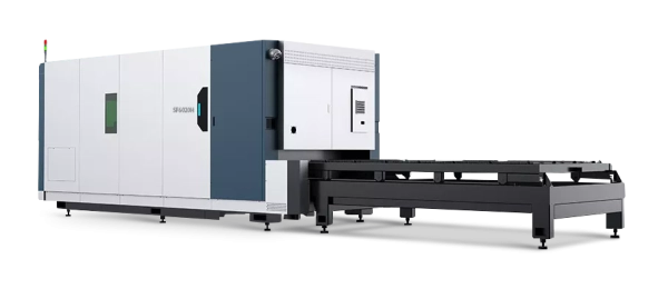 Senfeng SF6020H4 – высокомощный станок лазерной резки металла с защитой кабинетного типа и системой сменных столов. Рабочее поле 6000х2000 мм. Мощность от 6 до 60 кВт.