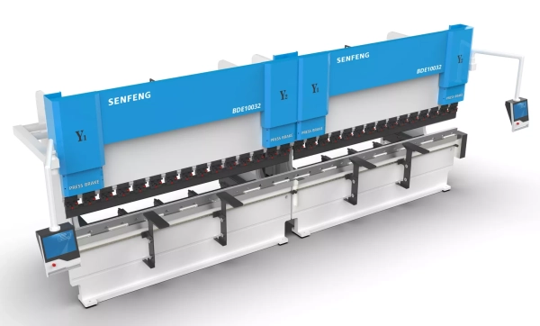 Senfeng BDE10032 + BDE10032 - тандемный листогибочный пресс с электрогидравлической синхронизацией, усилие гиба 200 тонн, длина заготовки до 6400 мм