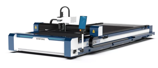 Senfeng SF6025NP –  лазерный станок повышенной мощности открытого типа для резки листового металла с усиленной станиной. Рабочее поле 6050х2530 мм. Мощность 12 кВт.