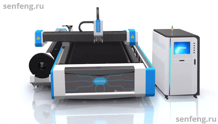 Senfeng SF3015MS – комбинированный станок лазерной резки металла и трубы открытого типа. Рабочее поле 3000х1500 мм. Длина трубы до 6 метров с диаметром до 220 мм. Мощность от 1,5 до 6 кВт.