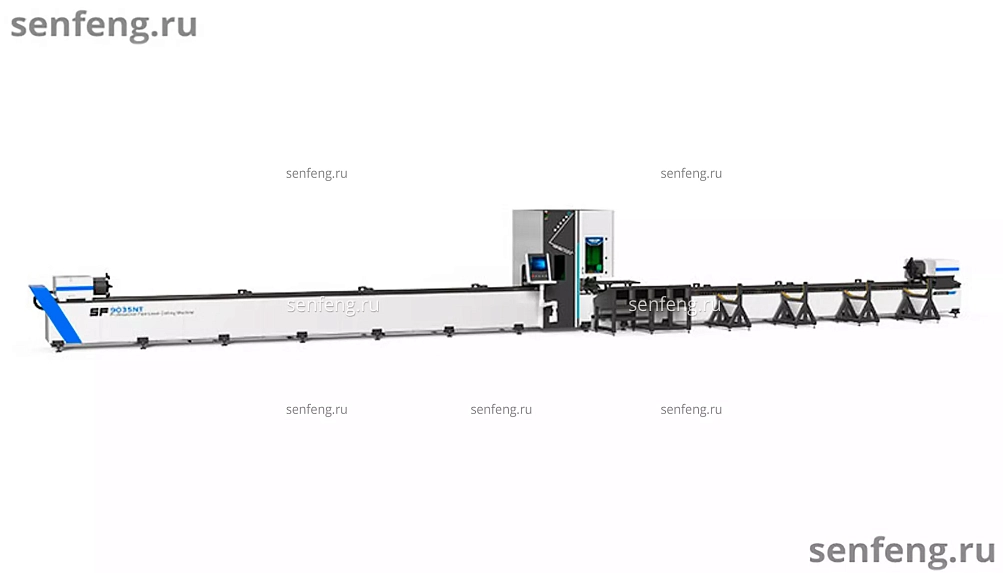 Senfeng SF6024NT – станок для лазерной резки трубы с тремя патронами. Длина трубы до 6 метров с диаметром до 240 мм. Мощность от 3 до 12 кВт