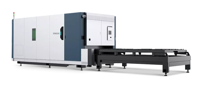 Senfeng SF8025H4 - высокомощный станок лазерной резки металла с защитой кабинетного типа и системой сменных столов. Рабочее поле 8000х2500 мм. Мощность от 6 до 60 кВт.