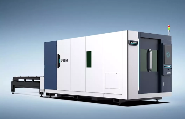 Senfeng SF6015H4 – высокомощный станок лазерной резки металла с защитой кабинетного типа и системой сменных столов. Рабочее поле 6000х1500 мм. Мощность от 6 до 60 кВт.